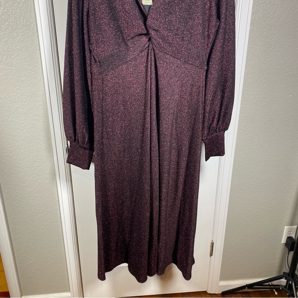 NWT Boden Metallic Jersey Midi Party Dress in Purple Sparkle - Size 16 - Picture 5 of 13